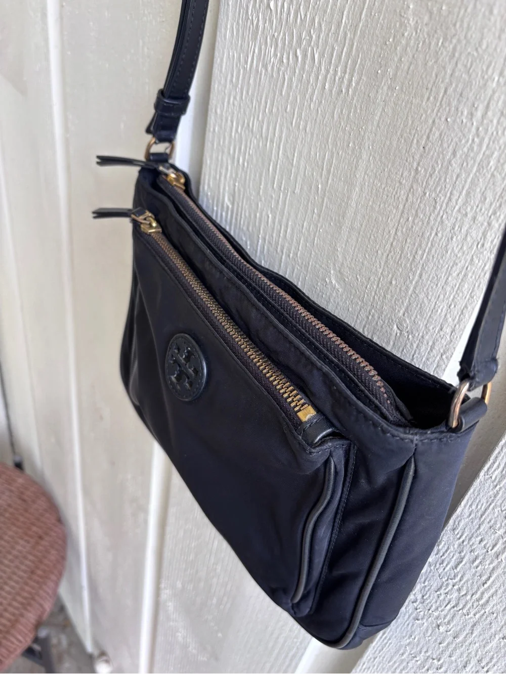 Tory Burch Black Nylon Crossbody with Gold Hardware
